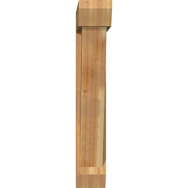 Traditional Slat Rough Sawn Bracket W/ Offset Brace, Western Red Cedar, 8W X 36D X 48H